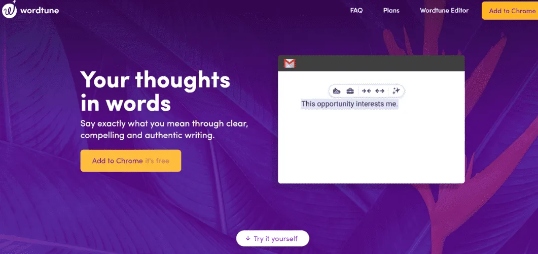 Homepage Wordtune