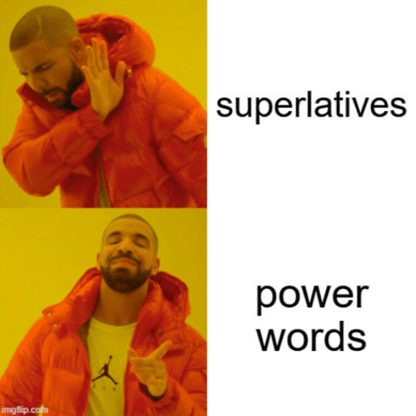 Superlative ver,eiden, Power Wörter verwenden Superlative ver,eiden, Power Wörter verwenden